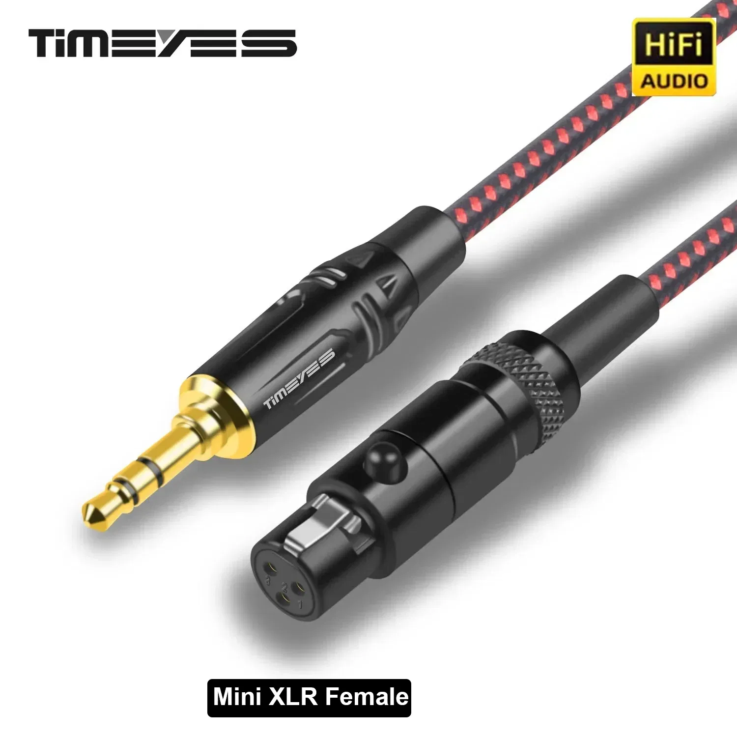 Color: Black, Length: 30m - TIMEYES 3.5mm To Mini XLR Female Stereo Audio Cable 1/8 Inch TRS To 3-pin Mini XLR Female Headphones Audio Cable