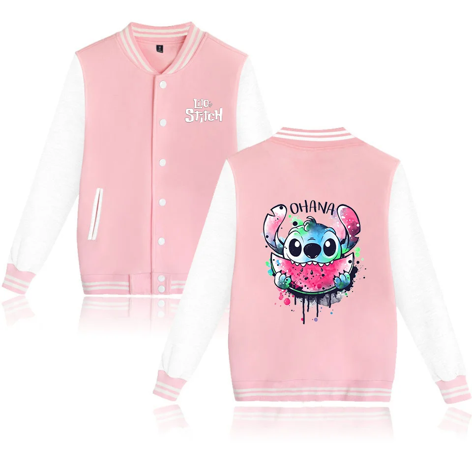 Color: PURPLE, Size: XS - Lilo Stitch Baseball Jacket Men Women Hip Hop Harajuku Jackets Streetwear Kids Boys Girls Loose College Coats