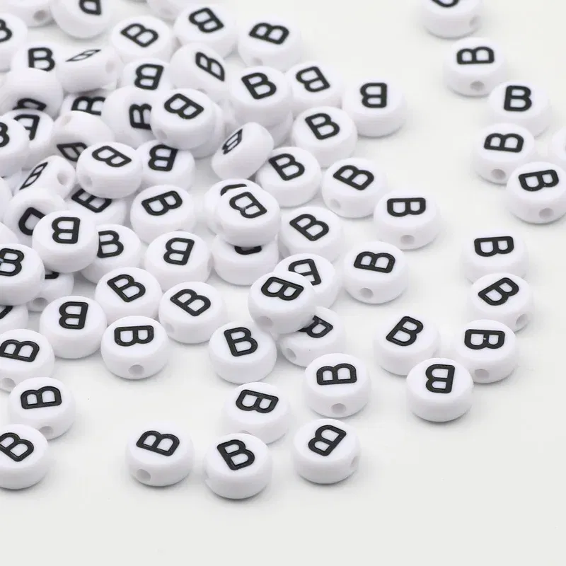 Color: Yellow, Item Diameter: Other - 50/100pcs/lot 7x4mm White Round A-Z Alphabet Letter Acrylic Loose Spacer Beads for Jewelry Making Diy Bracelet Accessories