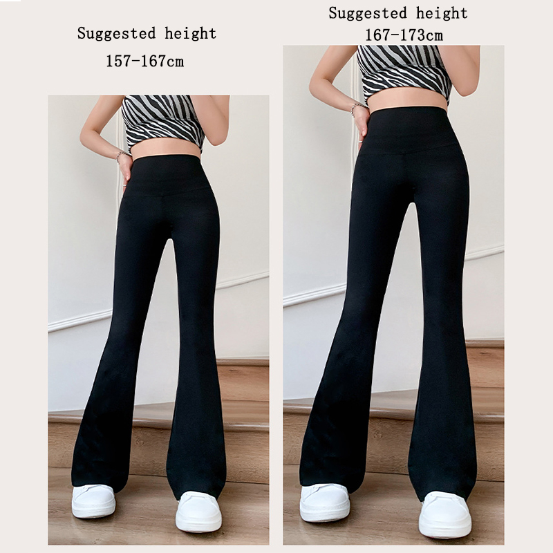 Color: Gold, Size: L - Women Flare Pants Slim High Waist Solid Sexy Shark Flare Pants Fashion Casual Streetwear Elastic Butt Lift Skinny Leggings