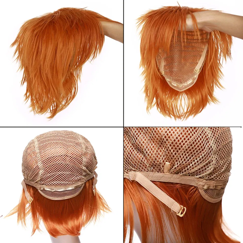Color: green, Ships From: CHINA, Stretched Length: 8inches - S-noilite Synthetic Short Wig Blue Brown Black Women Men Cosplay Costume Party Head Wigs Hair