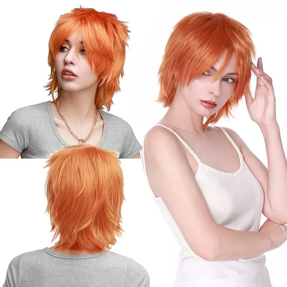 Color: green, Ships From: CHINA, Stretched Length: 8inches - S-noilite Synthetic Short Wig Blue Brown Black Women Men Cosplay Costume Party Head Wigs Hair