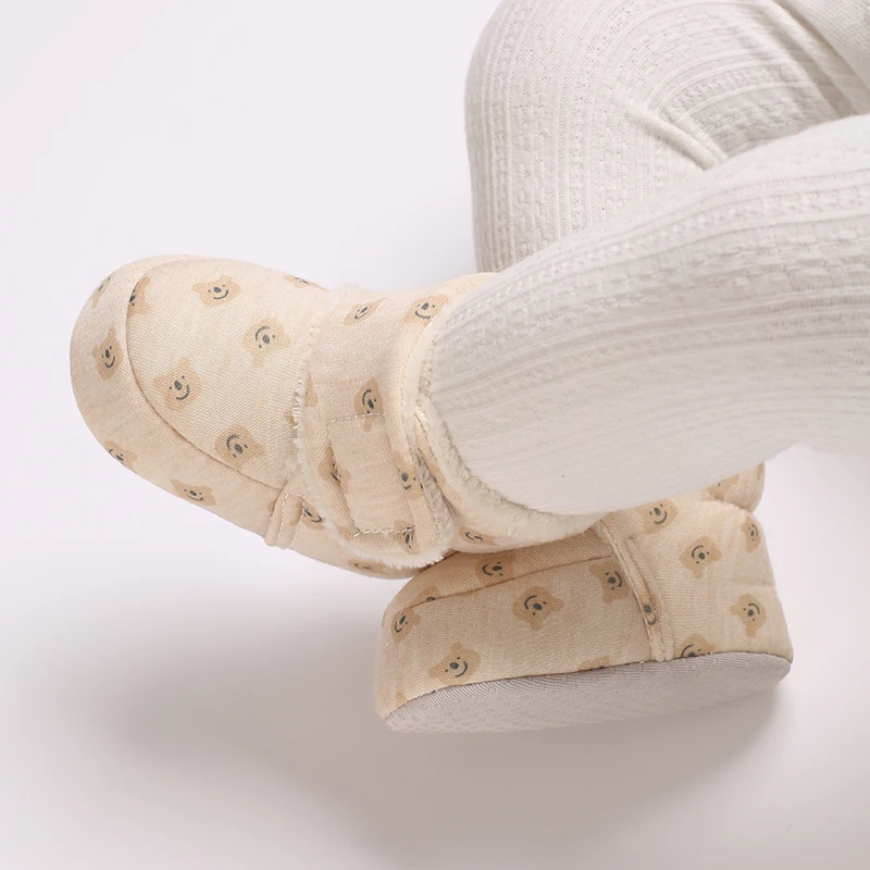 Color: Deep Purple, Baby Age: 0-6 Months - Winter New Cute Cartoon Baby Booties Boy Girl Boots Cotton Soft-Sole Non-Slip Warm Toddler First Walkers Infant Crib Shoes