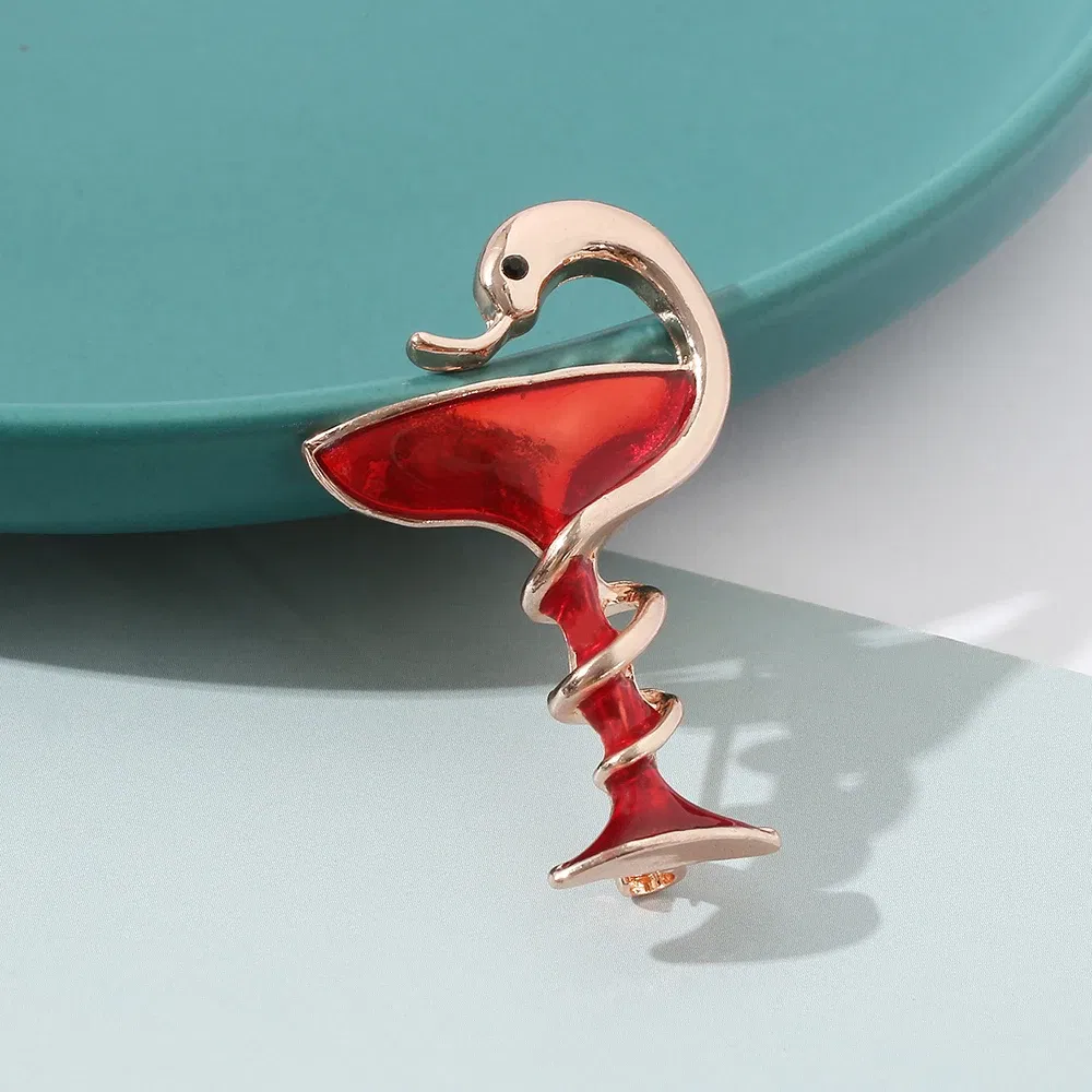 Metal color: Light Yellow Gold Color, Ships From: CHINA - Snake Cup Metal Enamel Brooch Red Green Trophy Memorial Cup Pins Animal Clubs Badge Gift For Women Men Jewelery