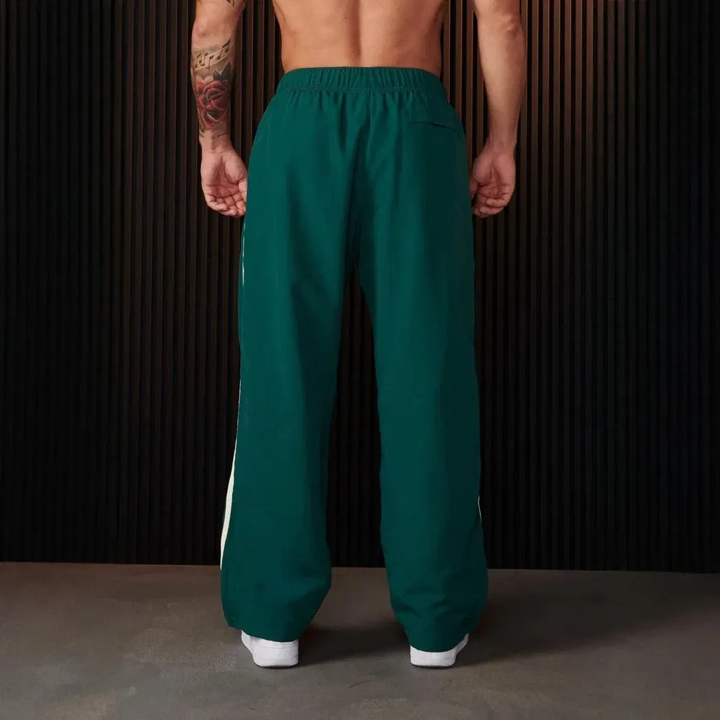 Color: SKY BLUE, Size: M - Jogger Men's Sweatpants Gym Sports Fitness Splicing Strips Printing Mid Waist Casual Pants Ya Fashion Men Clothing Wide Leg Pan