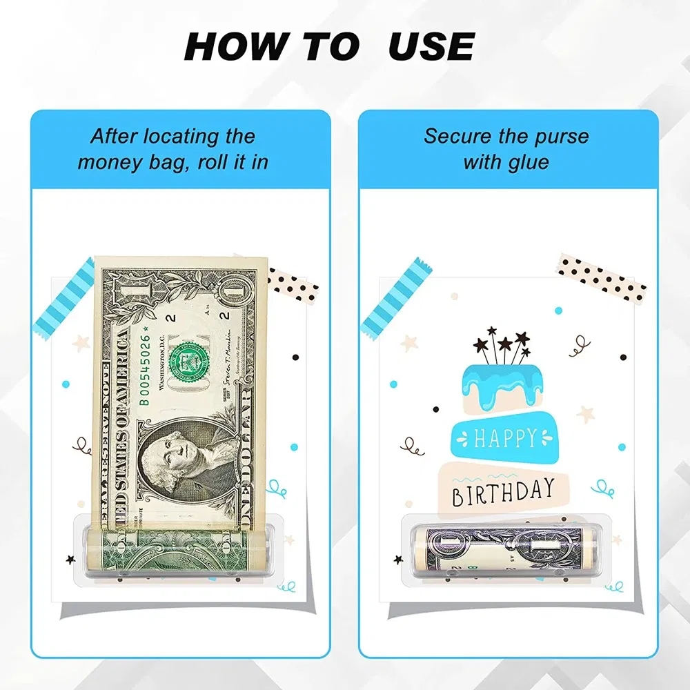 Color: Light Grey - 50/100pcs Money Card Holder With Sticker Plastic Dome Lip Balm Waterproof Clear Cash Pouch DIY Gift for Graduation Christmas