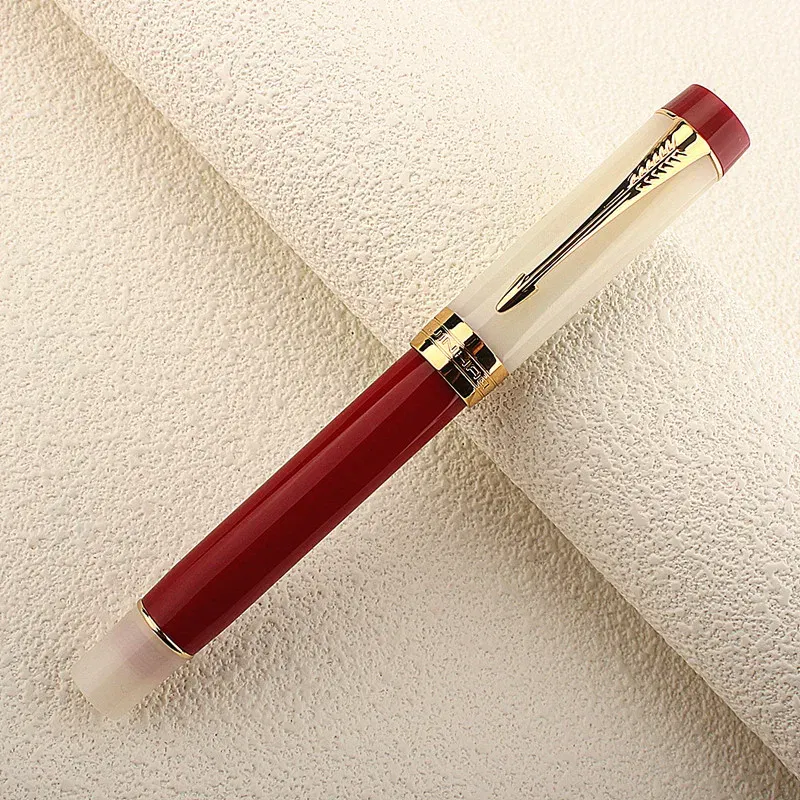 Color: Yellow, Nib Size: MF - JINHAO 100 Centennial Fountain Pen Resin Gold Clip Nib EF F M Students Pens Business Stationery School Office Supplies PK 9019