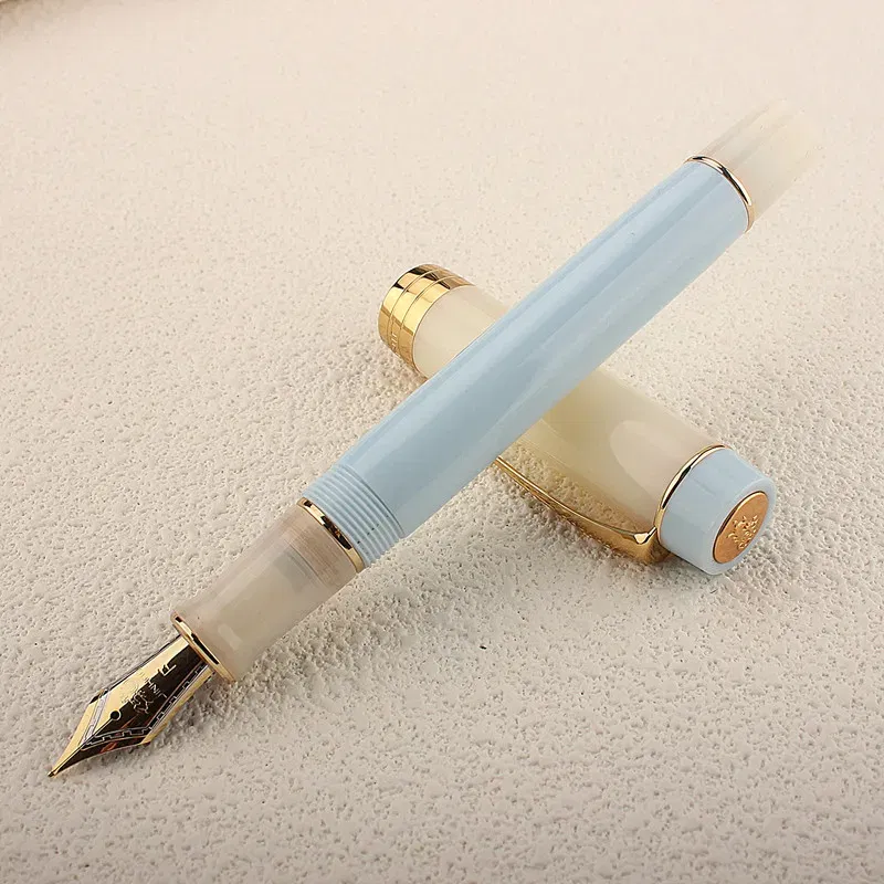 Color: Yellow, Nib Size: MF - JINHAO 100 Centennial Fountain Pen Resin Gold Clip Nib EF F M Students Pens Business Stationery School Office Supplies PK 9019
