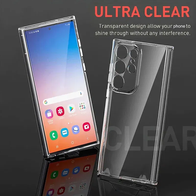 Material: aluminum - Ultra Thin Clear Silicone Soft TPU Case For Samsung Galaxy S25 Ultra S24 S23 S21 S20 FE S22 Ultra Plus Bumper Capa Cover Fundas