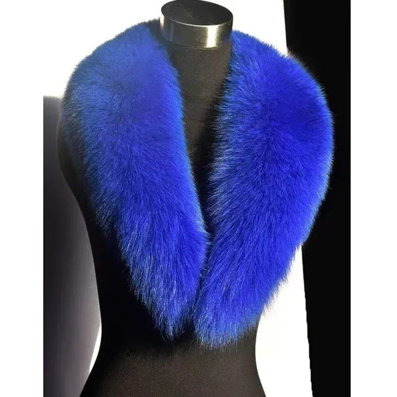 Color: Gold, Size: XL - Winter Real Fox Fur Collar Woman Furry Natural Raccoon Fur Scarf Shawls Luxury Neck Warmer Wraps For Coat Fur Scarves Large Size