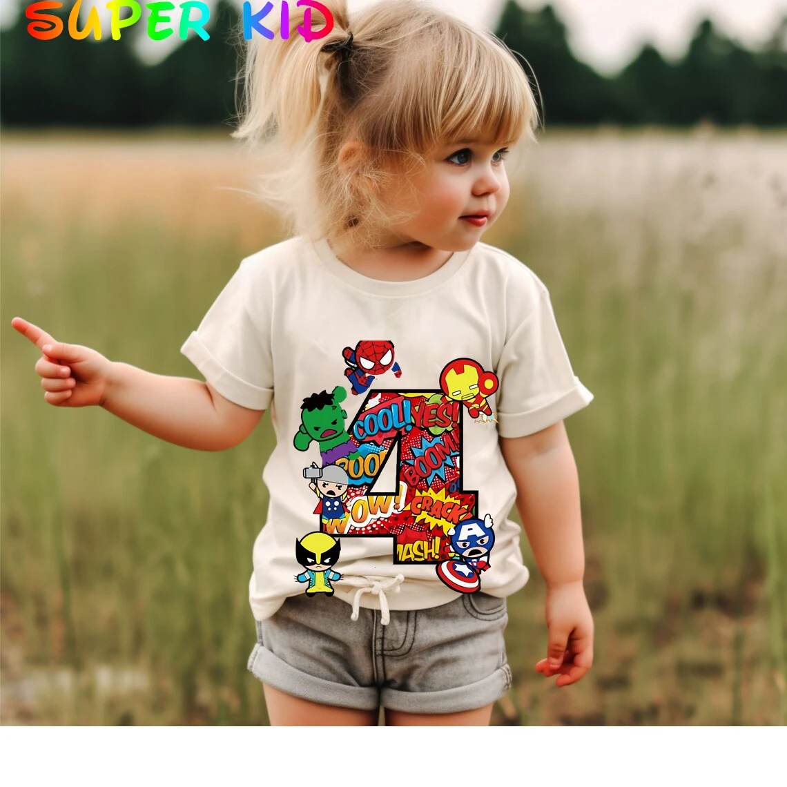 Color: Dark Grey, Kid Size: 9T - Summer 2024 3 4 5 6 7 8 9 Marvel SuperHero Birthday Girl Short Sleeved T-shirt The Avengers Personalize Name Birthday Boy Shirt