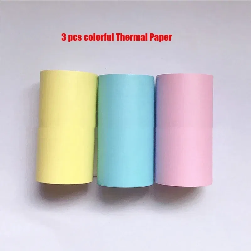 Color: light green - Printer Paper Thermal Paper 58mm Mini Photo Rolls 57*25MM White Color Gift DIY Sticker Label Receipt Bill Self-adhesive Paper