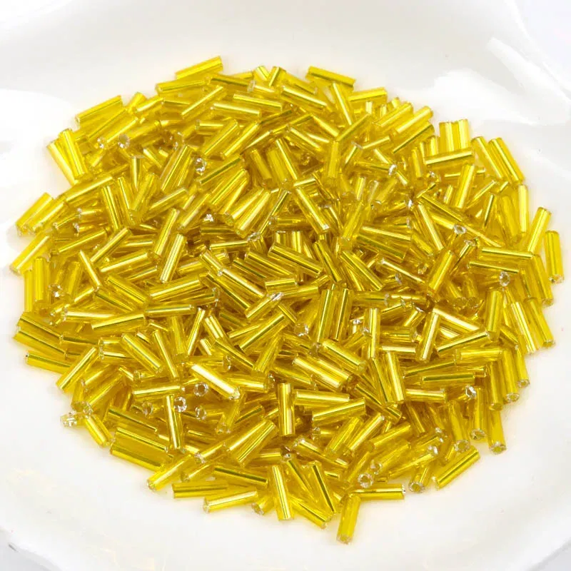 Color: WHITE - Tube LINED Glass Czech Seed Spacer beads For jewelry handmade DIY Wholesale 17 colors 2x6mm 300pcs