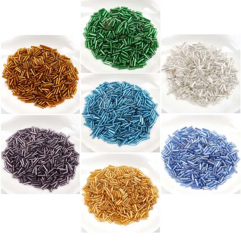 Color: WHITE - Tube LINED Glass Czech Seed Spacer beads For jewelry handmade DIY Wholesale 17 colors 2x6mm 300pcs