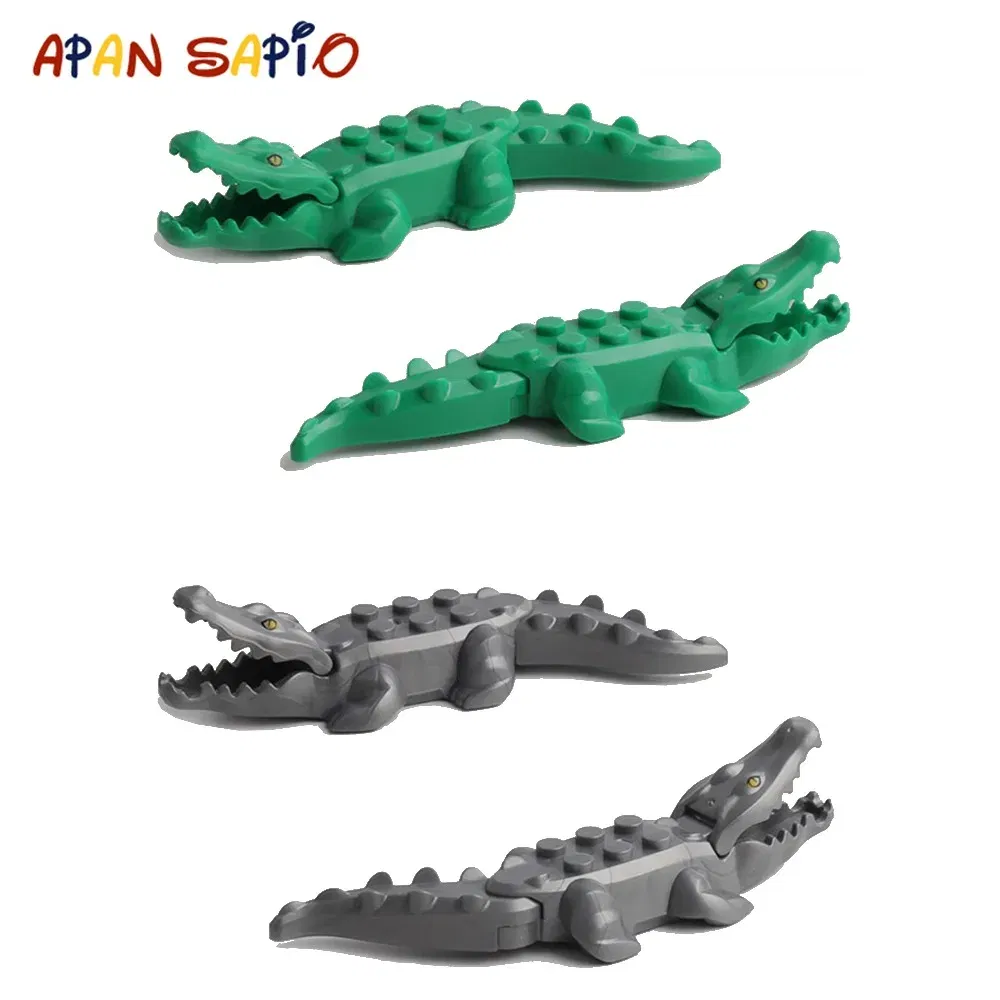 Color: Brown - Animal Building Blocks Model Crocodile Leopard Educational Games Figure Brick Toys for Children Kids