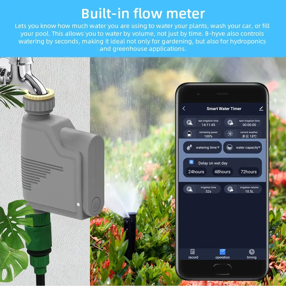 Color: WHITE - Tuya Zigbee Garden Watering Timer Smart Sprinkler Drip Irrigation System Built-in Water Flow Recorder With Soil Tester Gateway