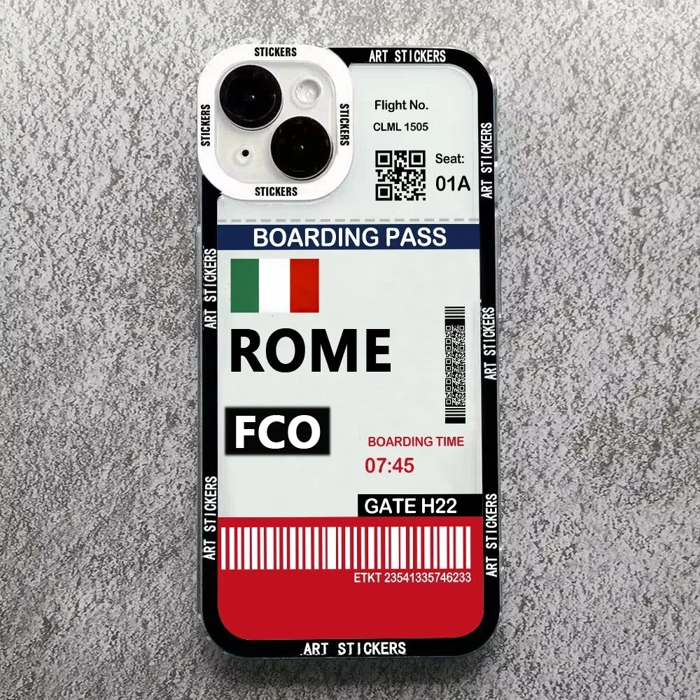 Color: SKY BLUE, Material: EVA - World City Travel Ticket Label Phone Case For Samsung Galaxy S10 S20 S21 S22 S23 S24 FE Plus Ultra Note 20 New York Paris