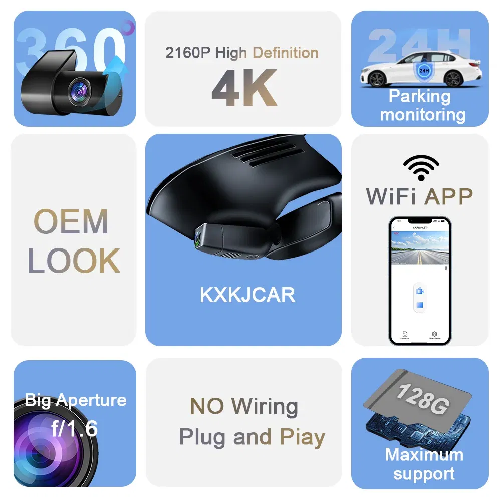 Color Name: Blue, Ships From: CHINA, ROM: Other - Customized 4K HD 2160P Plug and play Dash Cam For Volkswagen  Sharan CC Bora Tiguan Touran Passat Teramont T-Cross Dvr Dashcam