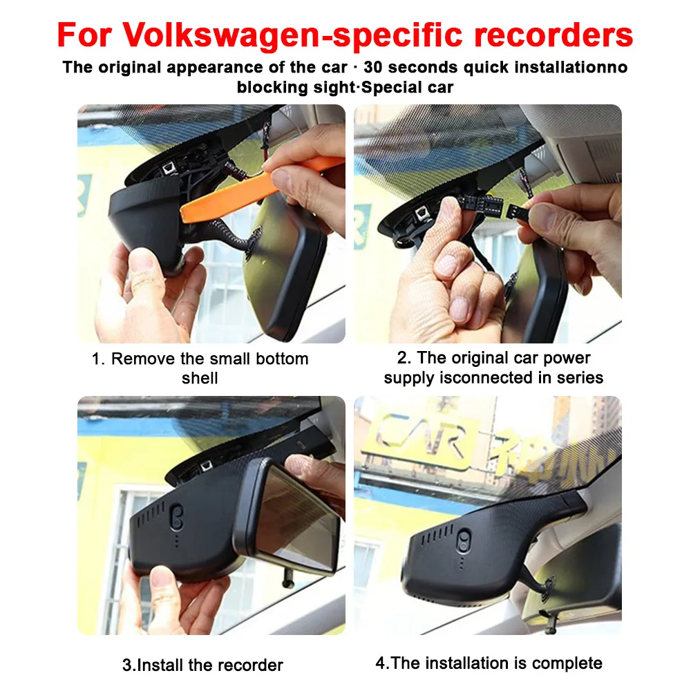 Color Name: Blue, Ships From: CHINA, ROM: Other - Customized 4K HD 2160P Plug and play Dash Cam For Volkswagen  Sharan CC Bora Tiguan Touran Passat Teramont T-Cross Dvr Dashcam