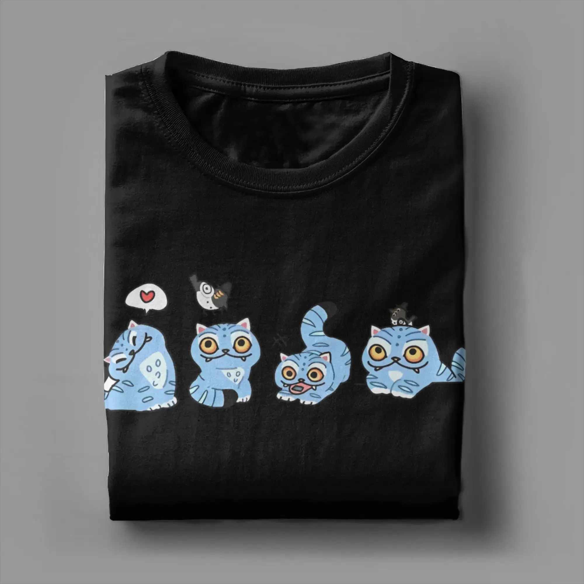 Color: army green, Size: XXXL - Derpy Tiger Cat T Shirt Men Women's Cotton Unique T-Shirt Round Collar Huntrix Kpop Demon Hunters Tees Short Sleeve 4XL 5XL 6XL