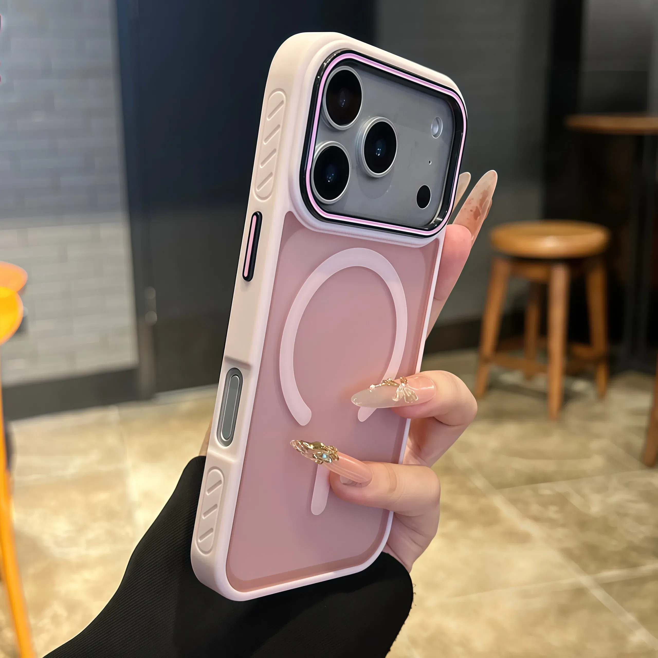 Color: Pink, Compatibility by Model: iPhone 15 - Wireless Charging Matte Magnetic Case for iPhone 17 16 ProMax 15 14 Plus 13 12 11 17 Air Anti Fall Bumper Translucent TPU Cover