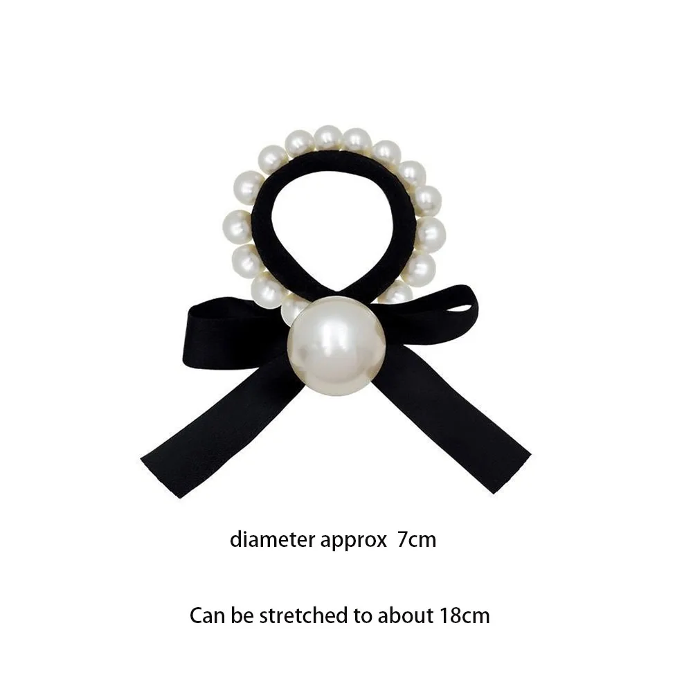 Color: Light purple - 2022 Fashion Woman Big Pearl Hair Ties Korean Style Hairband Scrunchies Girls Ponytail Holders Rubber Band Hair Accessories