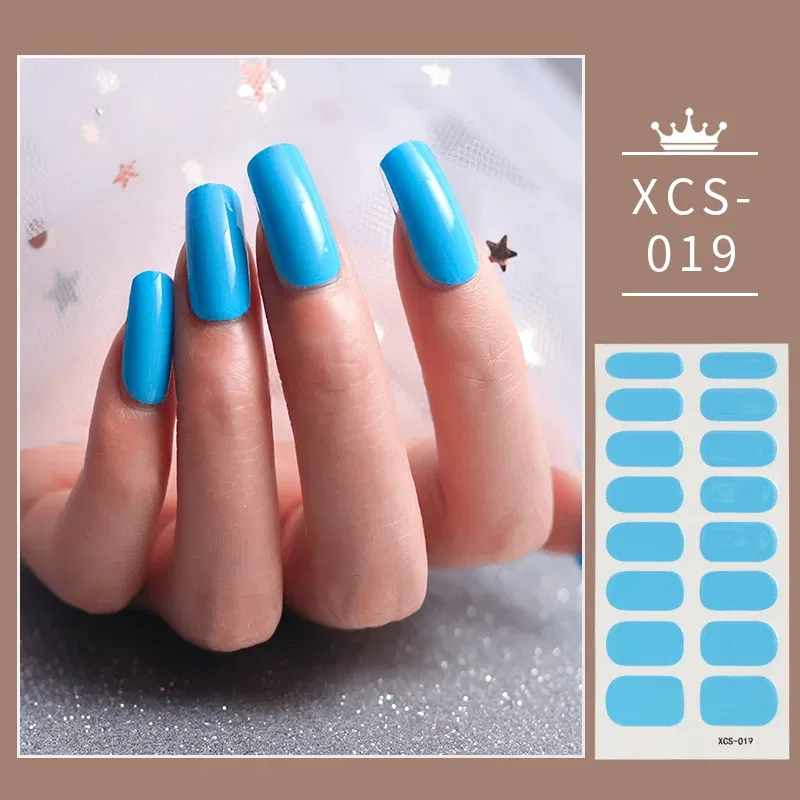 Color: Tan/Khaki - 1pc Nail Art Sticker Laser Shiny Sequins Polish Wraps Double Ended Adhesive Strips Fashion Stickers Manicure Decor