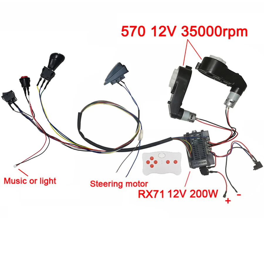 Color: Blue - Children electric car DIY accessories wires and gearbox,Self-made toy car full set of parts for electric car kids ride on