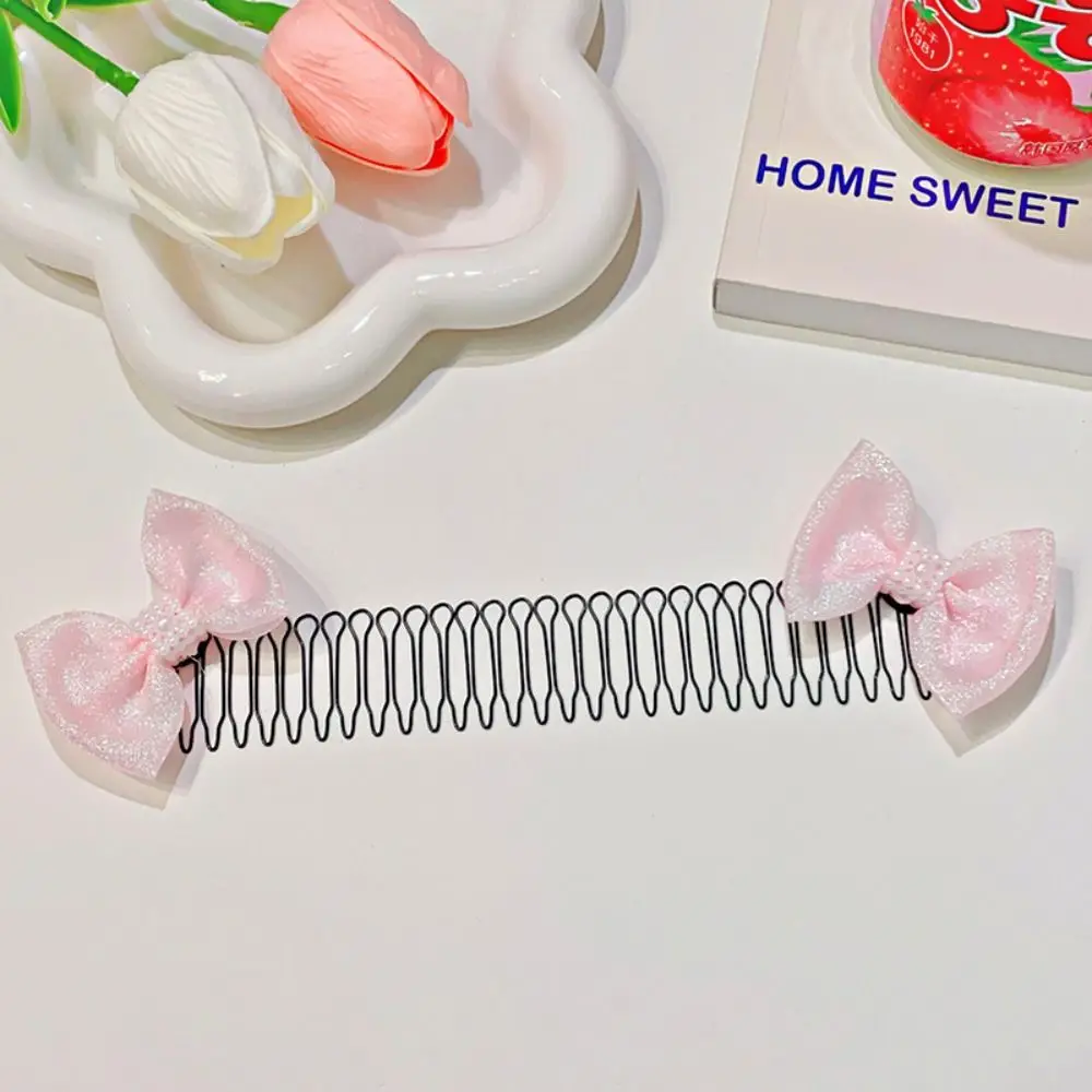 Color: GRAY - Invisible Broken Hairpin Women Bow Heart Hair Clip Kids Tiara Tools Curve Needle Bangs Fixed Insert Comb Styling Accessories