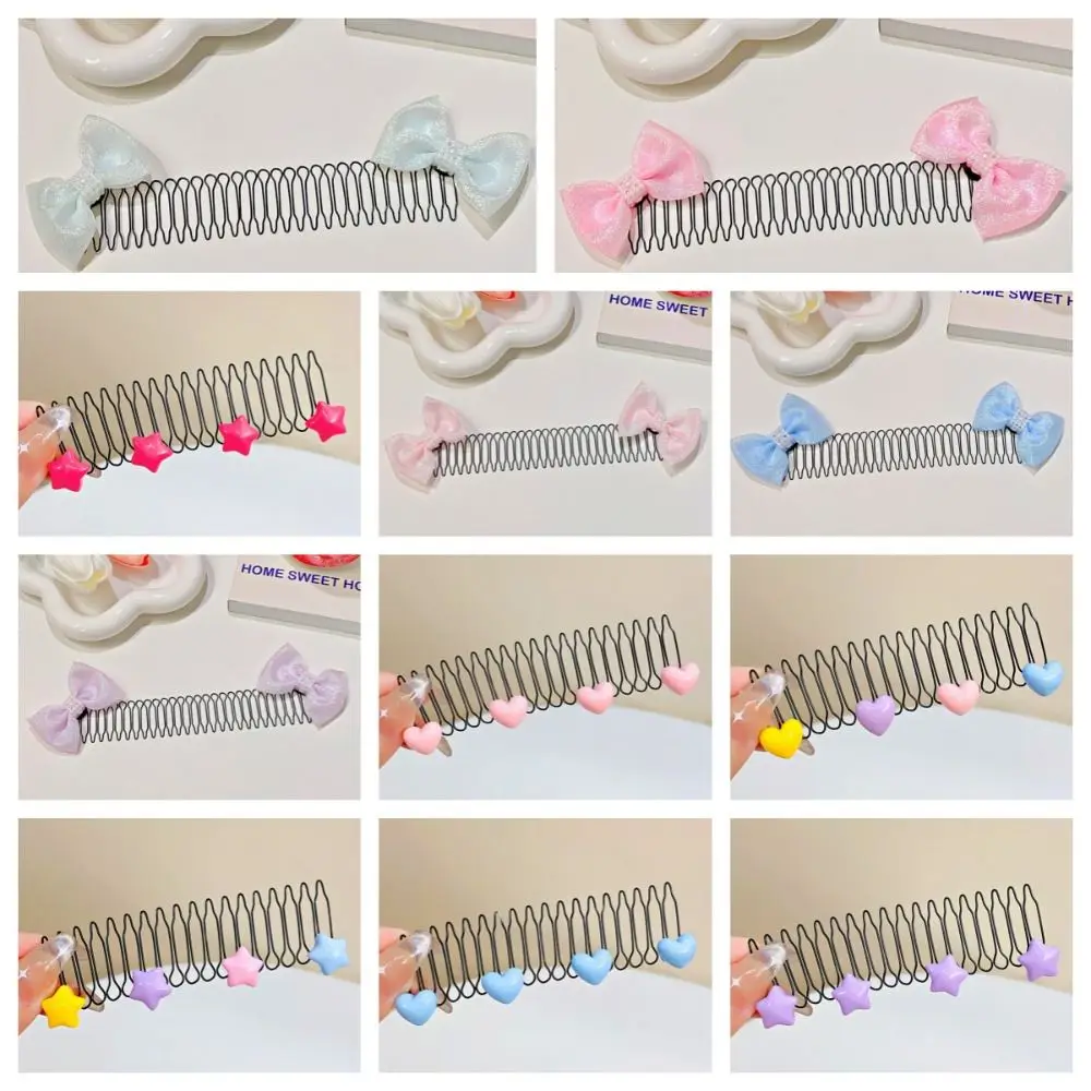 Color: GRAY - Invisible Broken Hairpin Women Bow Heart Hair Clip Kids Tiara Tools Curve Needle Bangs Fixed Insert Comb Styling Accessories