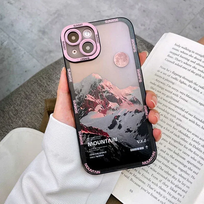 Color: Beige, Material: PC - Retro INS Sunset Sky Clouds Moon Pattern Case For Samsung Galaxy S10 S20 S21 S22 S23 S24 FE Plus Ultra Note 20 Shockproof Cover