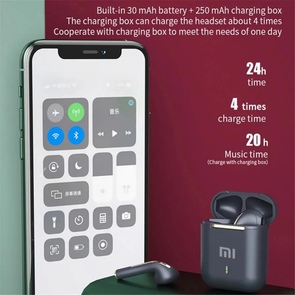 Color: PURPLE - Xiaomi J18 Wireless Bluetooth Headphones in-ear HiFI Stereo with Mic Bluetooth Touch Waterproof Noise Cancelling Multi-Earphones