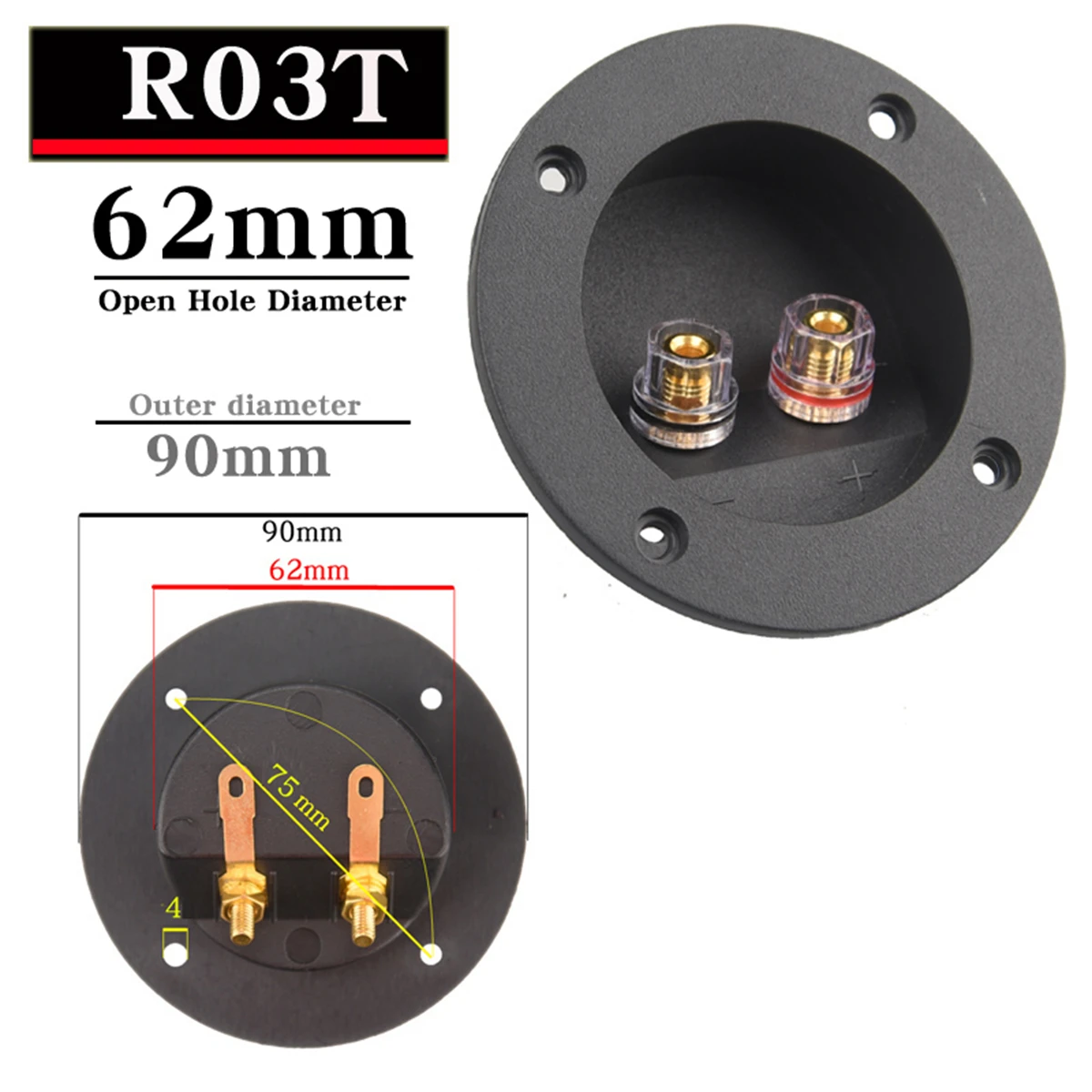 Color: Pink, Bundle: Bundle 3 - HIFIDIY LIVE Square circle (Install Hole 49-76) speaker junction Box  Terminal Shell 2 copper Binding Post Wire Cable Connector