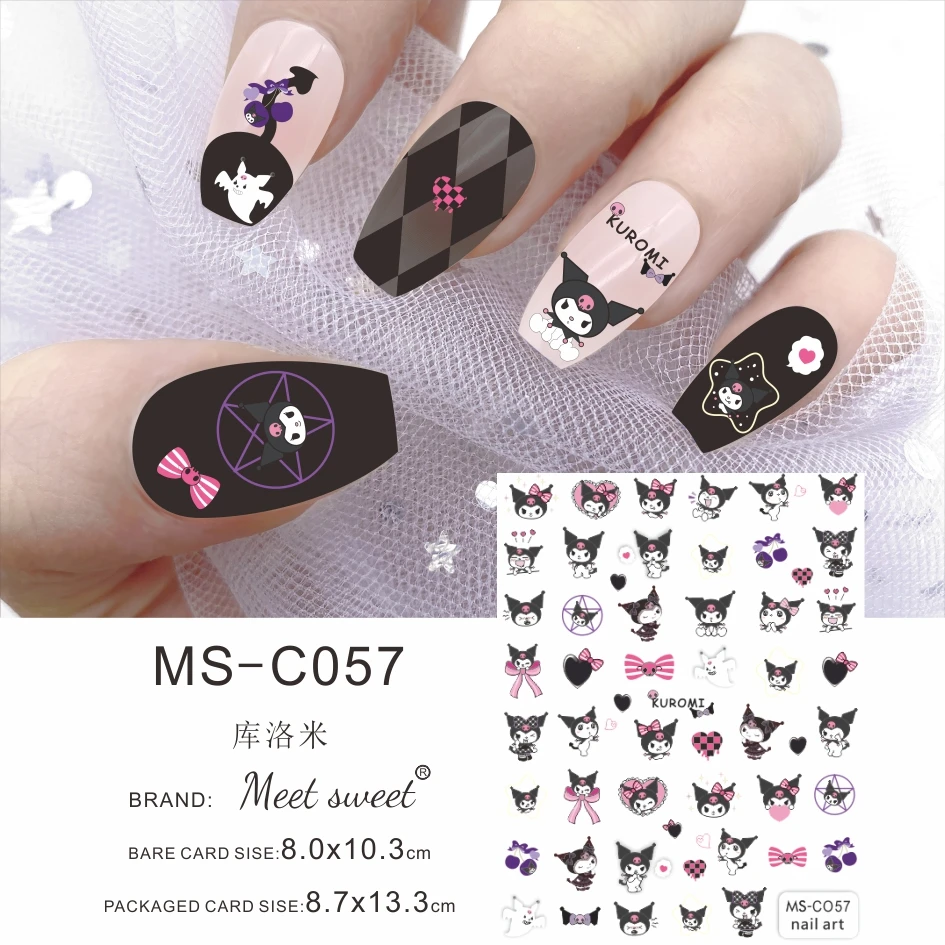 Color: Mixed Colors - 1PCS 3D Cute Chulomi Melody Hello Kitty Cartoon Stickers For Nails Nail Accessories Mickey Mouse Barbie Princess Nail Stickers