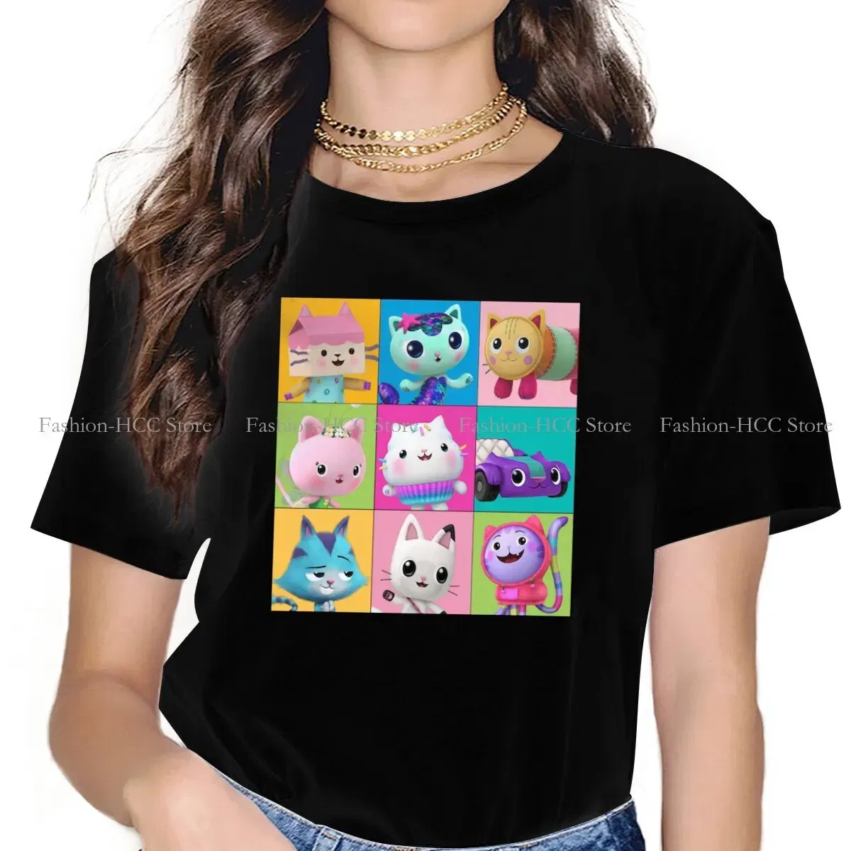 Color: black, Size: XL - Essential Style Polyester TShirt Gabby's Dollhouse Gabby Cartoon Comfortable Hip Hop Gift Idea T Shirt Stuff