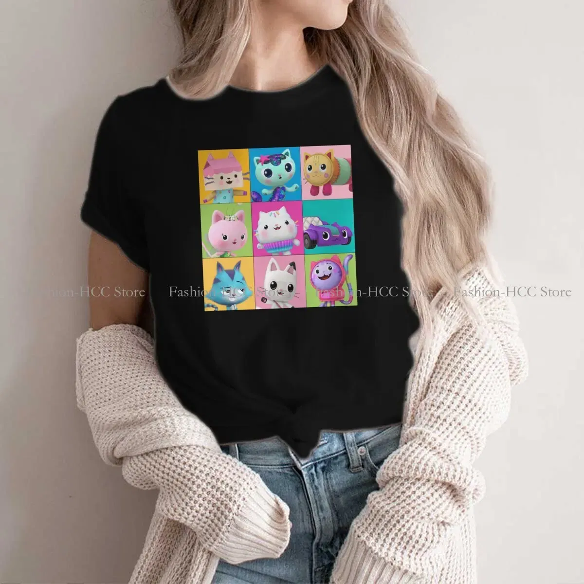 Color: black, Size: XL - Essential Style Polyester TShirt Gabby's Dollhouse Gabby Cartoon Comfortable Hip Hop Gift Idea T Shirt Stuff