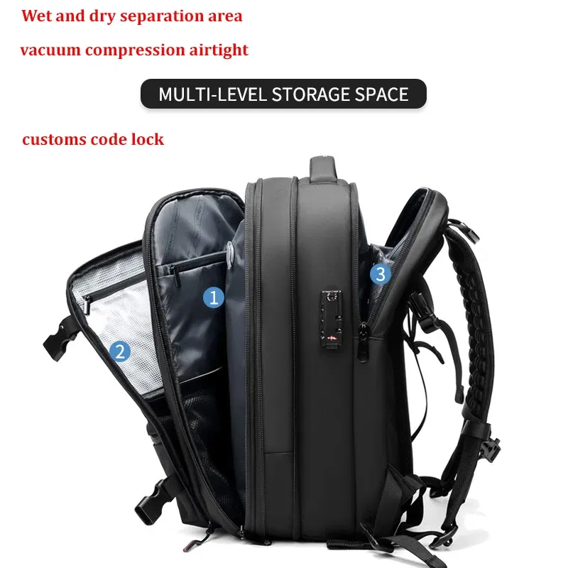 Color: Blue - Men Travel Backpack vacuum compression 17 inch Laptop Backpack Business Large Capacity school Backpack Expanded Hiking backpack