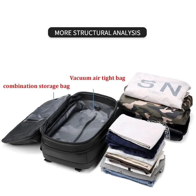 Color: Blue - Men Travel Backpack vacuum compression 17 inch Laptop Backpack Business Large Capacity school Backpack Expanded Hiking backpack