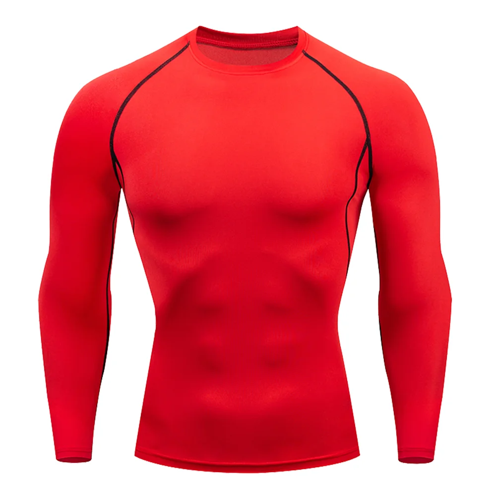 Color: GRAY, Size: M - Men Bodybuilding Sports T-Shirt Quick Dry Running Shirt Long Sleeve Compression Top Gym T Shirt Men Fitness Tight Rashgad