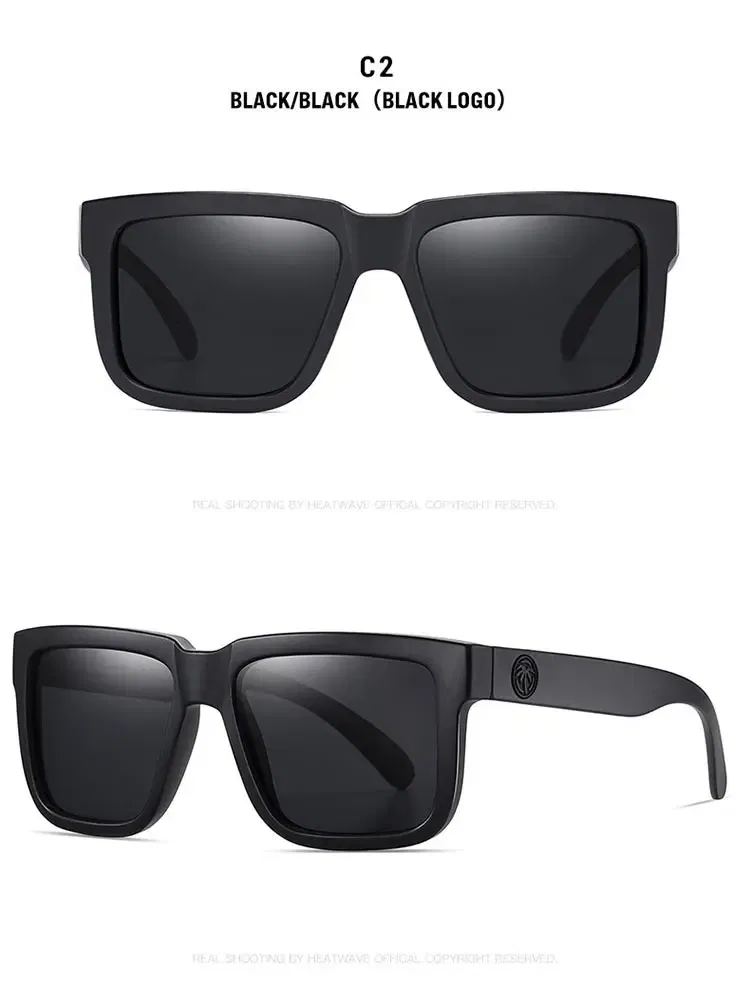 Lenses Color: GRAY - NEW High quality luxury Heat Wave brand Polarized sunglasses square Conjoined lens Women men sun glasses UV400HW02
