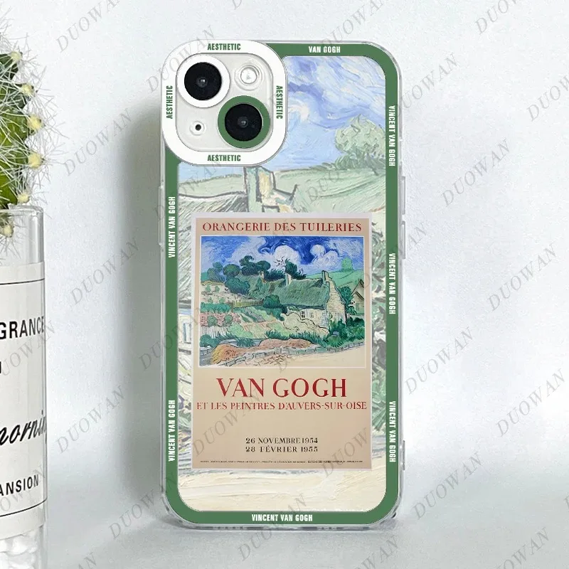 Color: green, Material: TPU - Van Gogh Oil Painting Phone Case For iPhone 11 12 13 14 15 16 Pro Max XR X XS Mini 8 7 Plus SE 2020 2022 Transparent Case