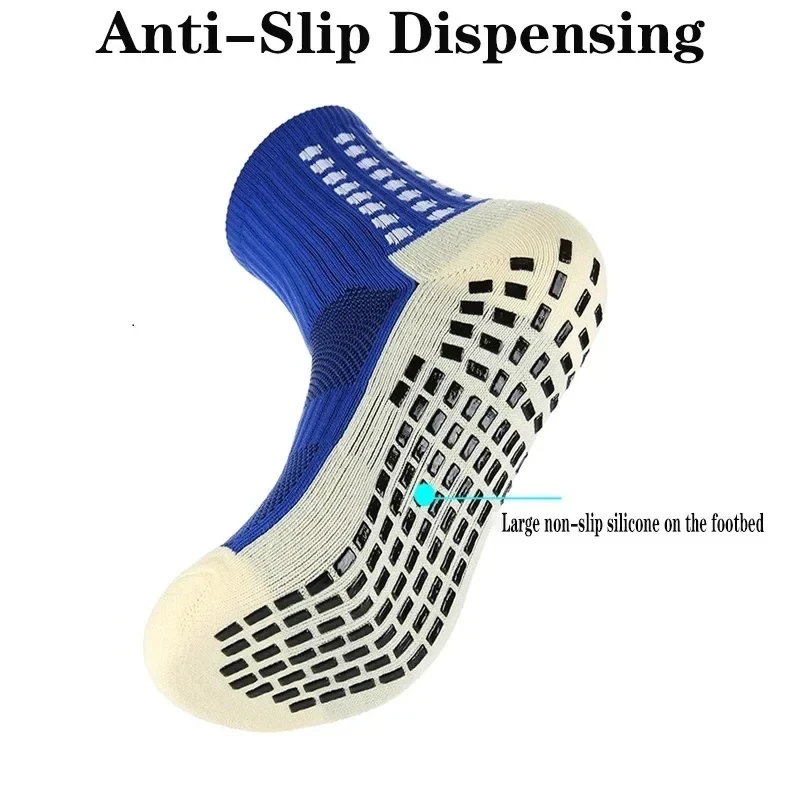 Color: Gold - Anti-Slip Football Socks Men Women Sports Socks Breathable Silicone Bottom Soccer Outdoor Sport Running Cycling Grip Socks