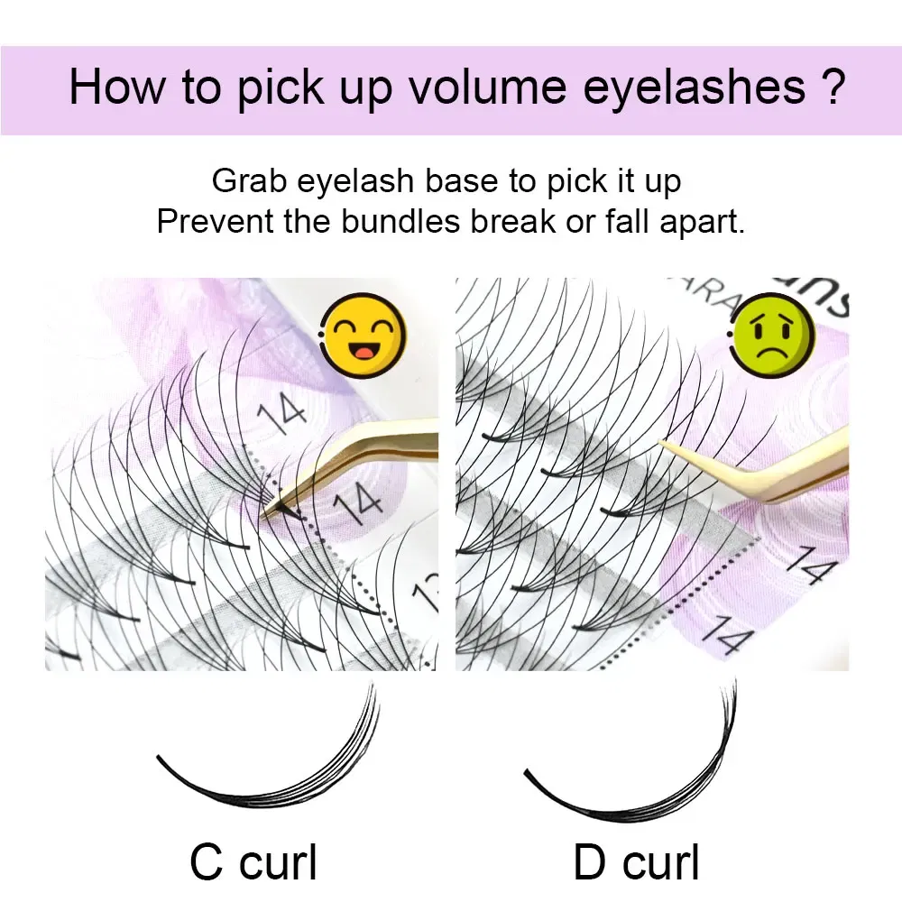 Color: Brushed Brass, Curl: D, Thickness: 0.07mm, Length: MIX - NAGARAKU Sharp Narrow Stem Premade Fans Eyelash Extension 5D 6D 10D Thin Pointy Base Russian Fans Ready Russian Volume
