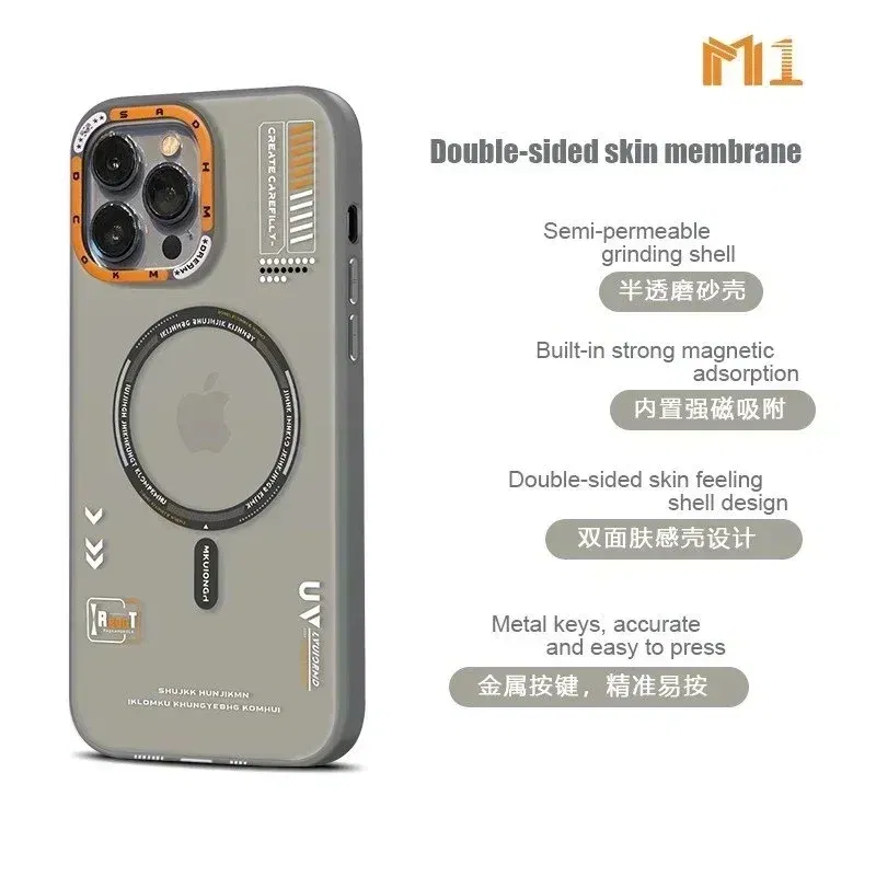 Color: Brown, Material: aluminum - Matte Magnetic Phone Case For iPhone 12 13 14 15 16 Pro Max Megsafe Wireless Charge Frosted Back Metal Lens Frame Buttons Cover