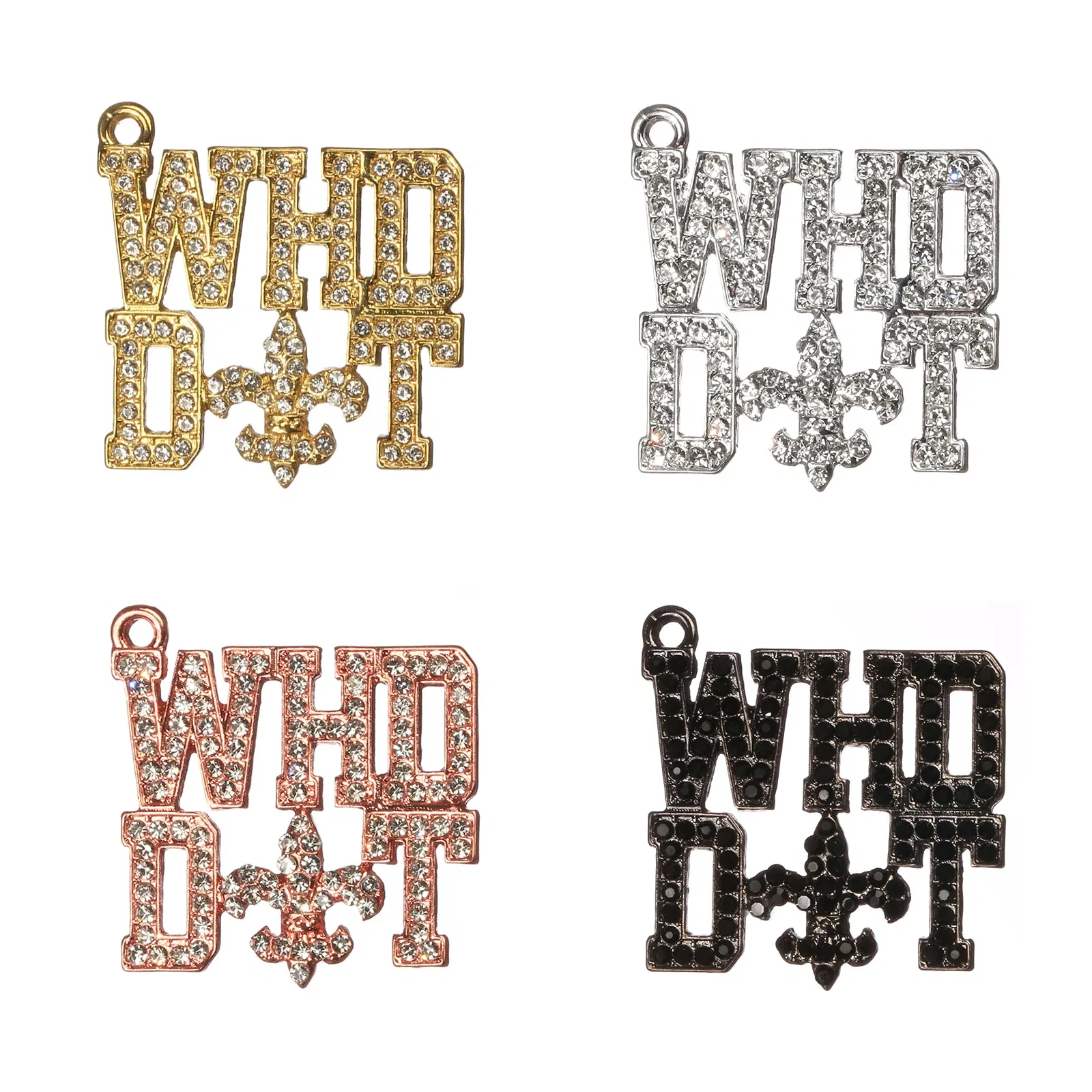 Metal color: Silver Plated, Ships From: CHINA - 10pcs WHO DAT Rhinestone Letter Saint Charms Fit for Bracelet DIY Jewelry Making LTC0353-LTC0356