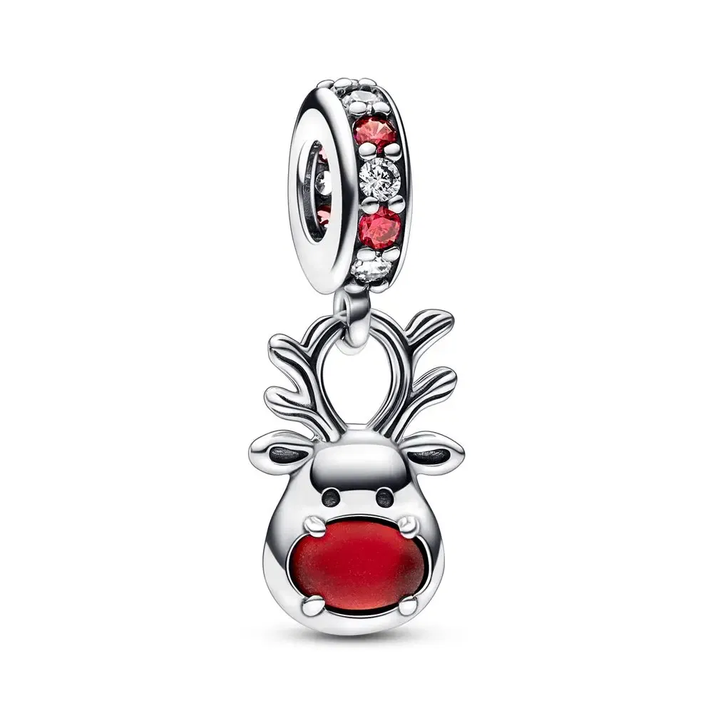 Gem Color: GRAY - Pure Silver 925 Christmas Charm Fit DIY Pandora Bracelet Christmas Gift