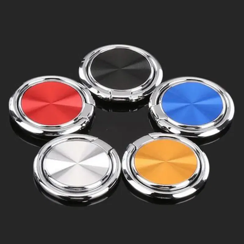 Color: black - CD Pattern Ultra-thin Mobile Phone Ring Buckle Holder 360 Degree New Round Mobile Phone Holder Magnetic Car Ring Buckle