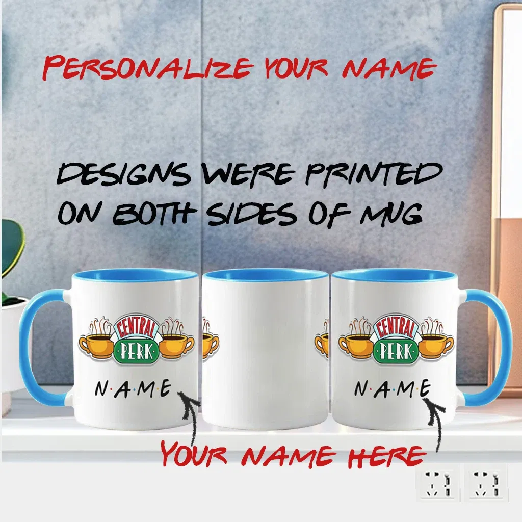 Color: Red, Capacity: 301-400ml - Personalized Name Mug Central Perk Design Coffee Mug  Custom Tea Cup Chocolate Milk Beer Mugs Lovers Friends Gifts Dropshipping