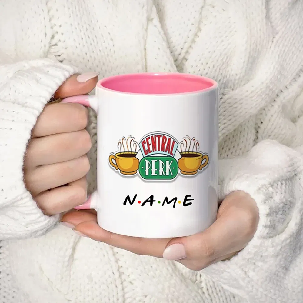 Color: Red, Capacity: 301-400ml - Personalized Name Mug Central Perk Design Coffee Mug  Custom Tea Cup Chocolate Milk Beer Mugs Lovers Friends Gifts Dropshipping