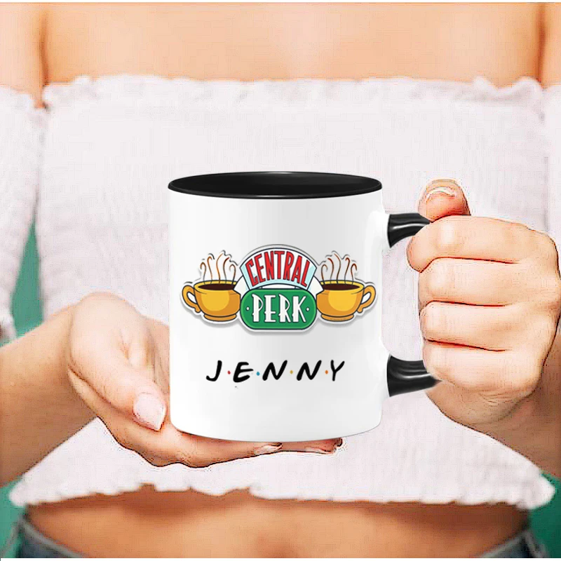 Color: Red, Capacity: 301-400ml - Personalized Name Mug Central Perk Design Coffee Mug  Custom Tea Cup Chocolate Milk Beer Mugs Lovers Friends Gifts Dropshipping